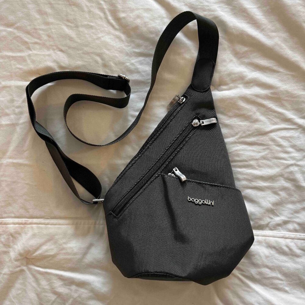 Baggallini Mini-Sling Crossbody Bag NWOT — Dark Charcoal Gray - Picture 2 of 11
